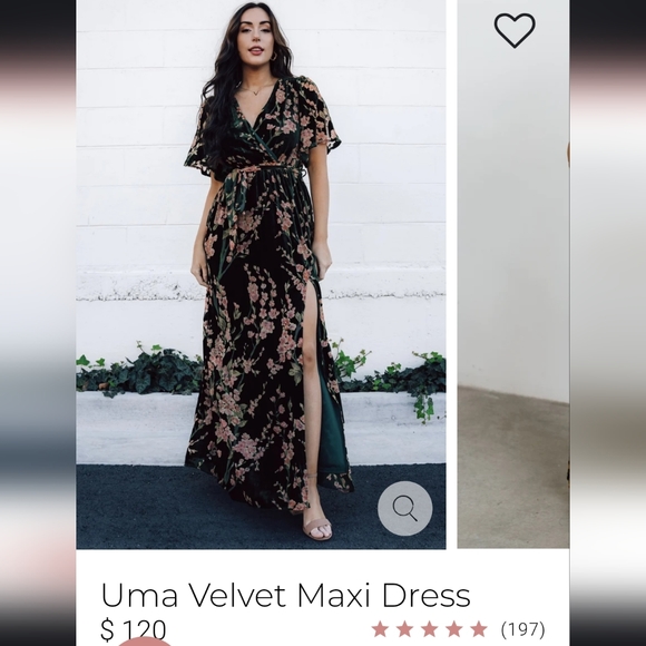 Baltic born Uma velvet maxi dress green floral Large - Picture 3 of 12